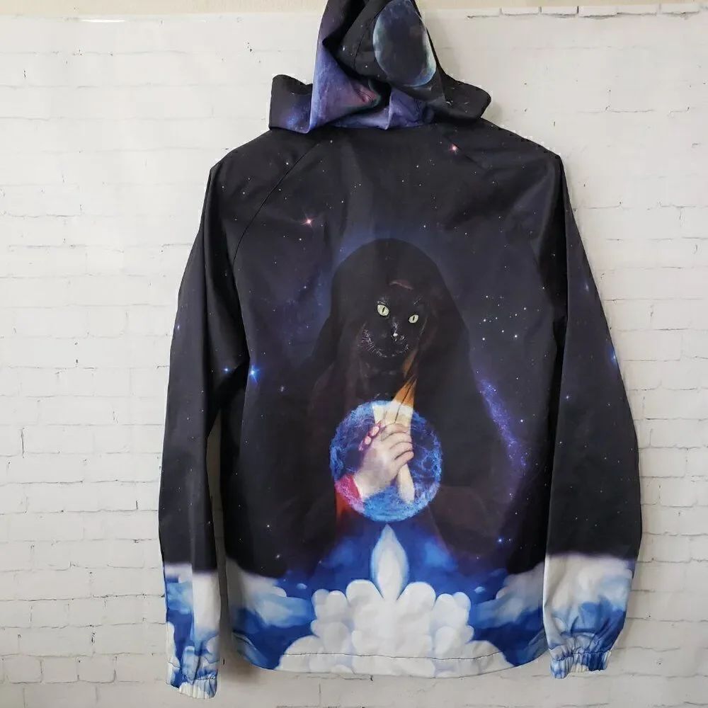 RIPNDIP Nasa Space Commit Half Zip Hooded Pullover Mens Size S Cat Wizard Nerm